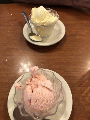 Butter Pecan and Strawberry ice cream. Also included with dinner!