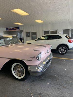 My Benz and Roger Holler's antique Oldsmobile