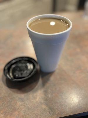 Hot medium brown sugar cinnamon cafe latte ($4.57) 8/1/2023... this lid & cup combo always leaks on me.