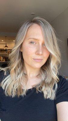 Blonde highlights and layered cut by Dorota at Mad One Jack's!