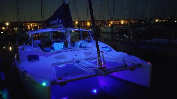 Sailawaycat with night lights ready for romantic cruise....