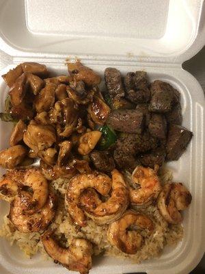 Chicken steak and shrimp