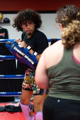 Technique class. Focused on learning fundamentals, Footwork, Bag Work, Mitt work. In ring work.