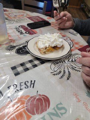 Peach Pie with whip cream