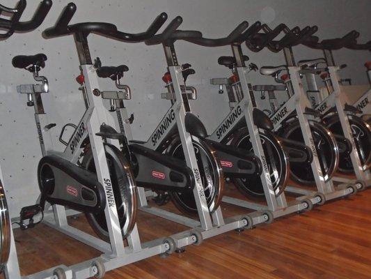 Spin bikes at Carabiner's