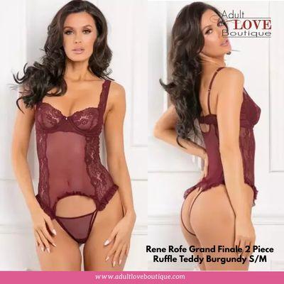 Rene Rofe Grand Finale 2 Piece Ruffle Teddy Burgundy S/M https://bit.ly/2PkEVnc