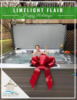 A hot tub is a great surprise to wake up to Christmas morning!