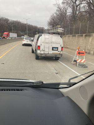 Bad Driver going to cause a accident. Tailgating and speeding.