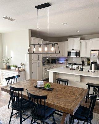 New chandelier over kitchen table