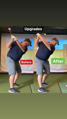 Backswing upgrades. Added 10 yards and went from wide fades to tight draws.