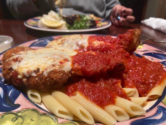 Chicken parmigiana.