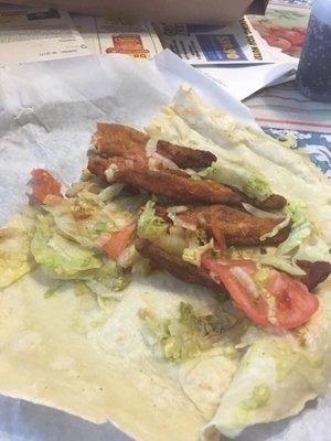 What is suppose to be a buffalo chicken wrap with lettuce tomato onions and blue cheese. Not what I call this