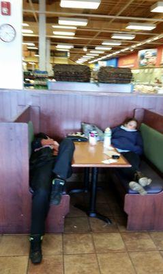 couple sleeping for hours undisturbed in food court - Sunday morning Aug 27, 2017 - Price Chopper, 595 Shelburne Road, So Burlington, VT