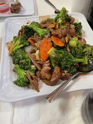 Very tender beef and broccoli.