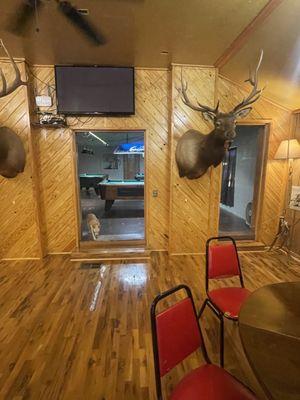 View of the pool table room