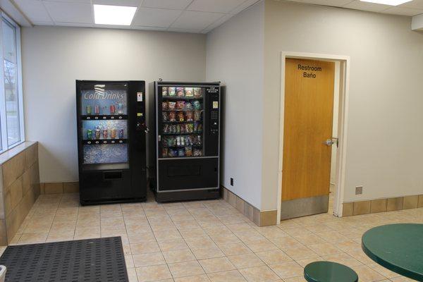 Vending machines and clean bathroom