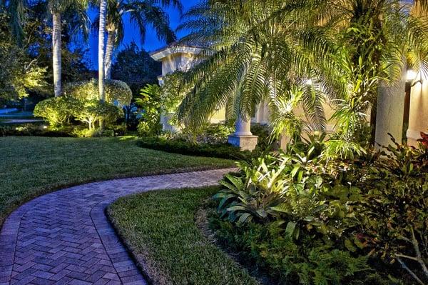 One of South Dade Lighting customers landscape lighting project