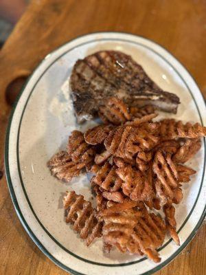 Pork chop & sweet potato fries