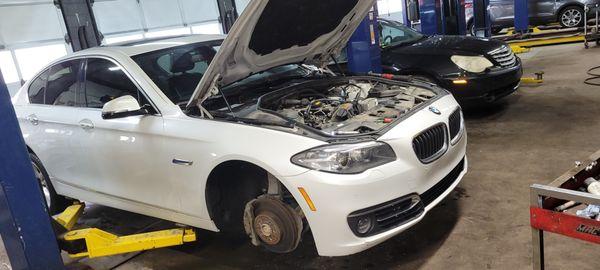 BMW in for some front suspension and steering work.