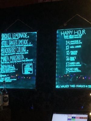 Drink menu