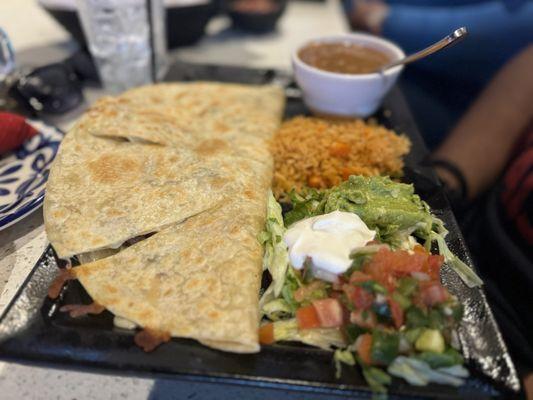 Beef and chicken quesadilla