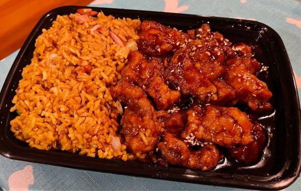 General Tso's Chicken with pork fried rice