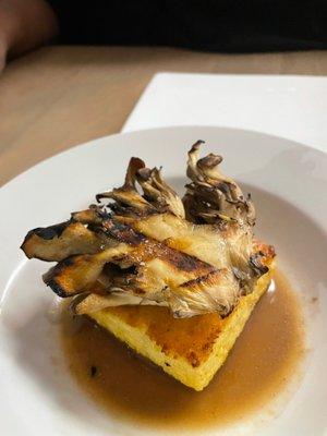 grilled maitake mushroom + crispy polenta