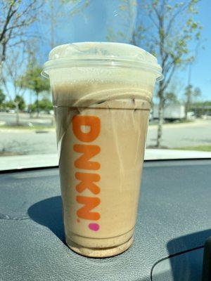 Happy National Cold Brew day! Cold brew coffee with mocha flavoring and sweet cold foam on top.