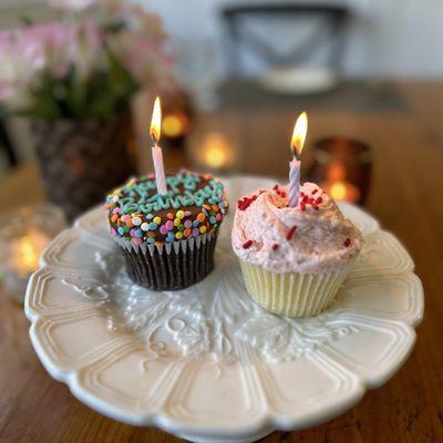 Susie Cske cupcakes -- chocolate and strawberry. So good.