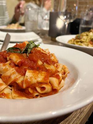 Simple marinara sauce on pappardelle