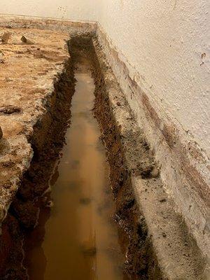 A basement begins to actively flood as we release hydro-static pressure!