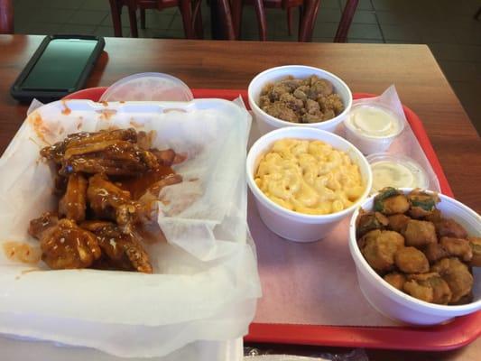 Wings, gizzards, mac n cheese & fried okra!!!