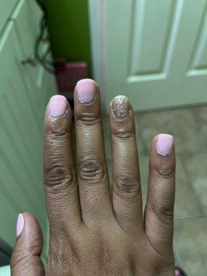 Horrible gel manicure, poorly painted and messy, would never go back!