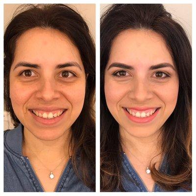 Subtle yet beautiful before and after makeup by RedDoor Salon and Spa lead makeup artist Susi Claro.