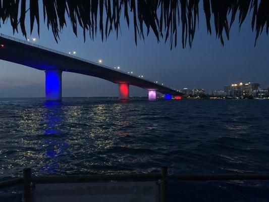 Red White and Blue Ringling Bridge honoring first responders and health care workers!