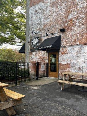 Patio seating with our furry ones!