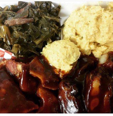 RIB SHACK CLASSIC 
RIB TIP DINNER w/ COLLARD GREENS and POTATO SALAD