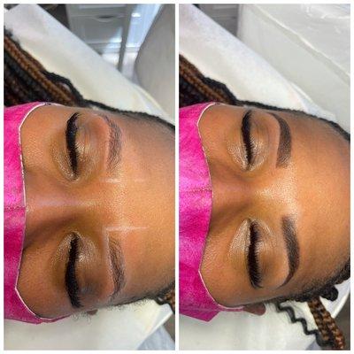 Eyebrow shaping with threading and tint