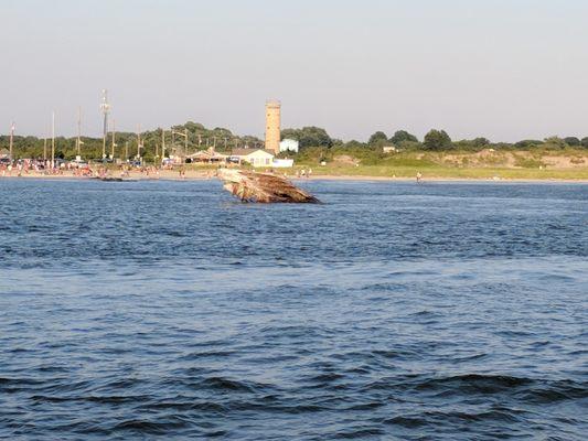 Sunken concrete ship