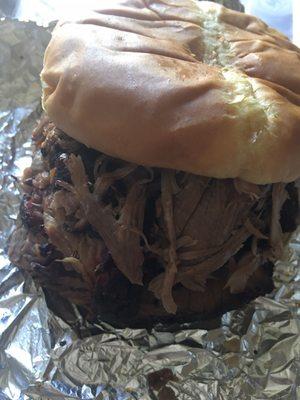 Brisket and pulled pork sandwich is incredible