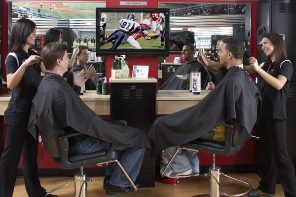 Haircuts with the big game on!