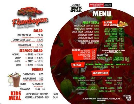 Flamboyan Bar & Grill * Menu