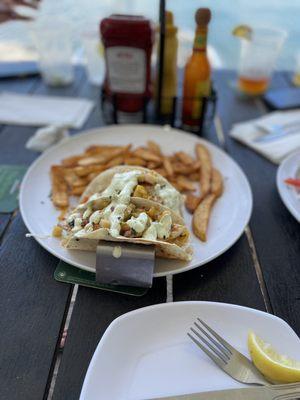 Snapper tacos with fries