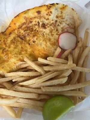 Quesabirria Quesadilla with fries