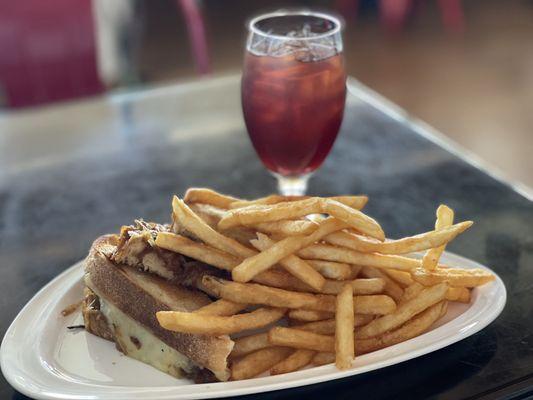 Lunch Menu: Grilled Cheese with grilled onions... and the infamous truffle fries.