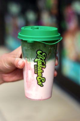 Strawberry Matcha Latte ($7) - strawberry tastes artificial