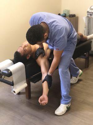 Helping This patient regain mobility to have a more effective workout and eliminate pain and discomfort.