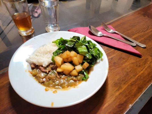 Gumbo with collard greens, turnips and rice