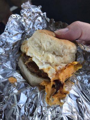 Breakfast sandwich from Sunny Acres Farm at Jeffersontown Farmers Market