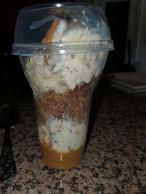 A Reese's sundae with no syrup. I paid 7 bucks for this. Beyond pissed